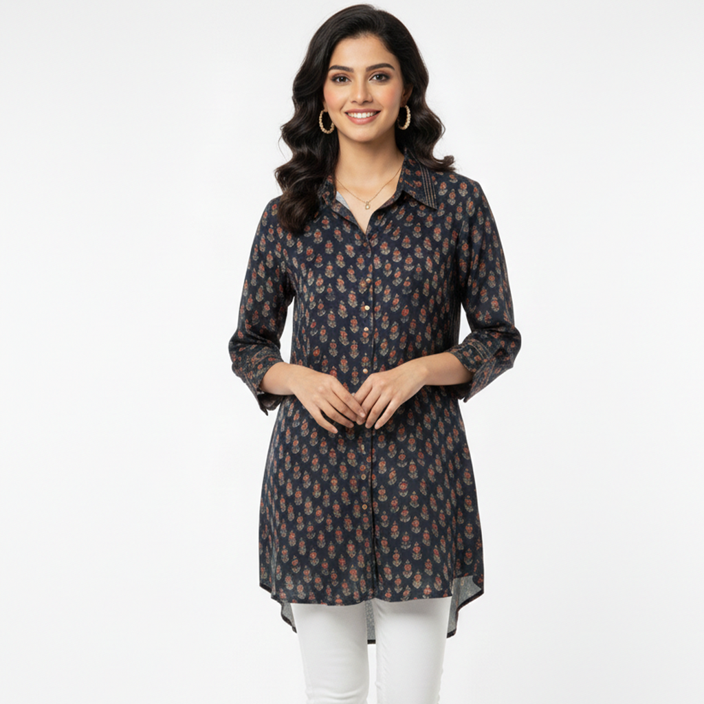 Ajrakh Butti Long Shirt