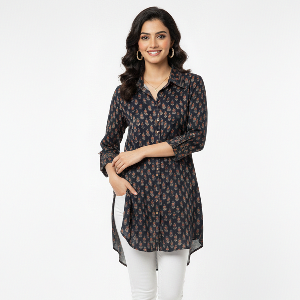 Ajrakh Butti Long Shirt