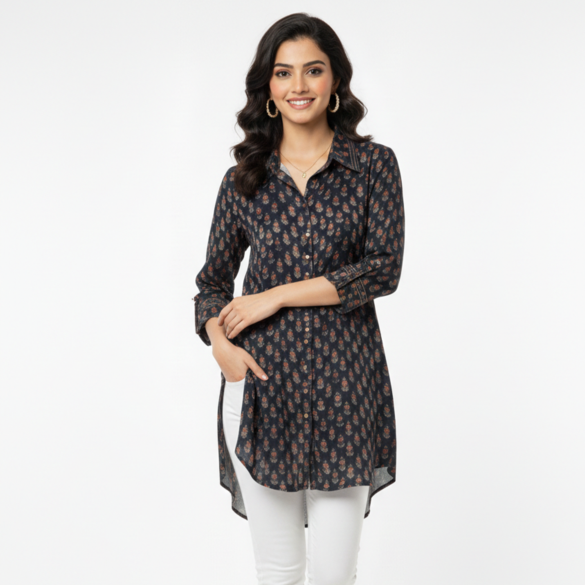 Ajrakh Butti Long Shirt