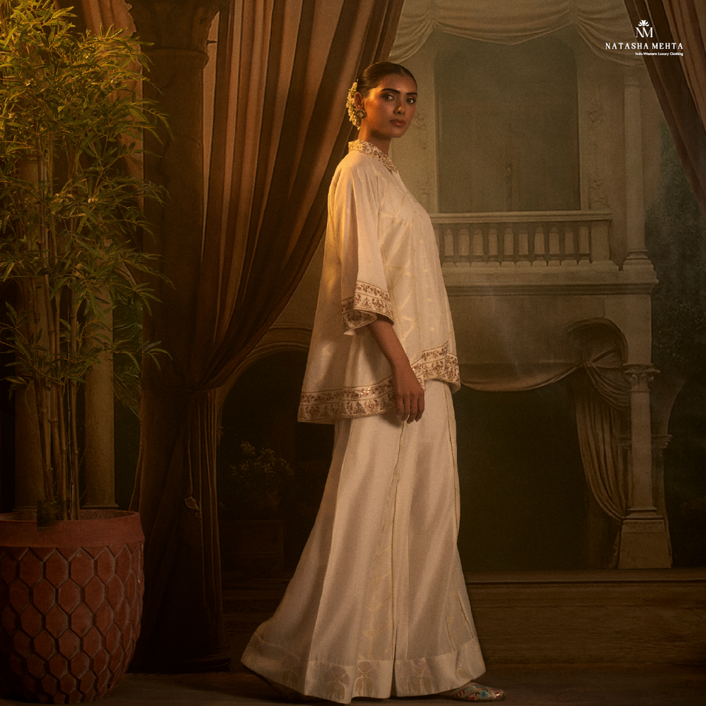 Ivory Embroidered Silk Co-ord Set