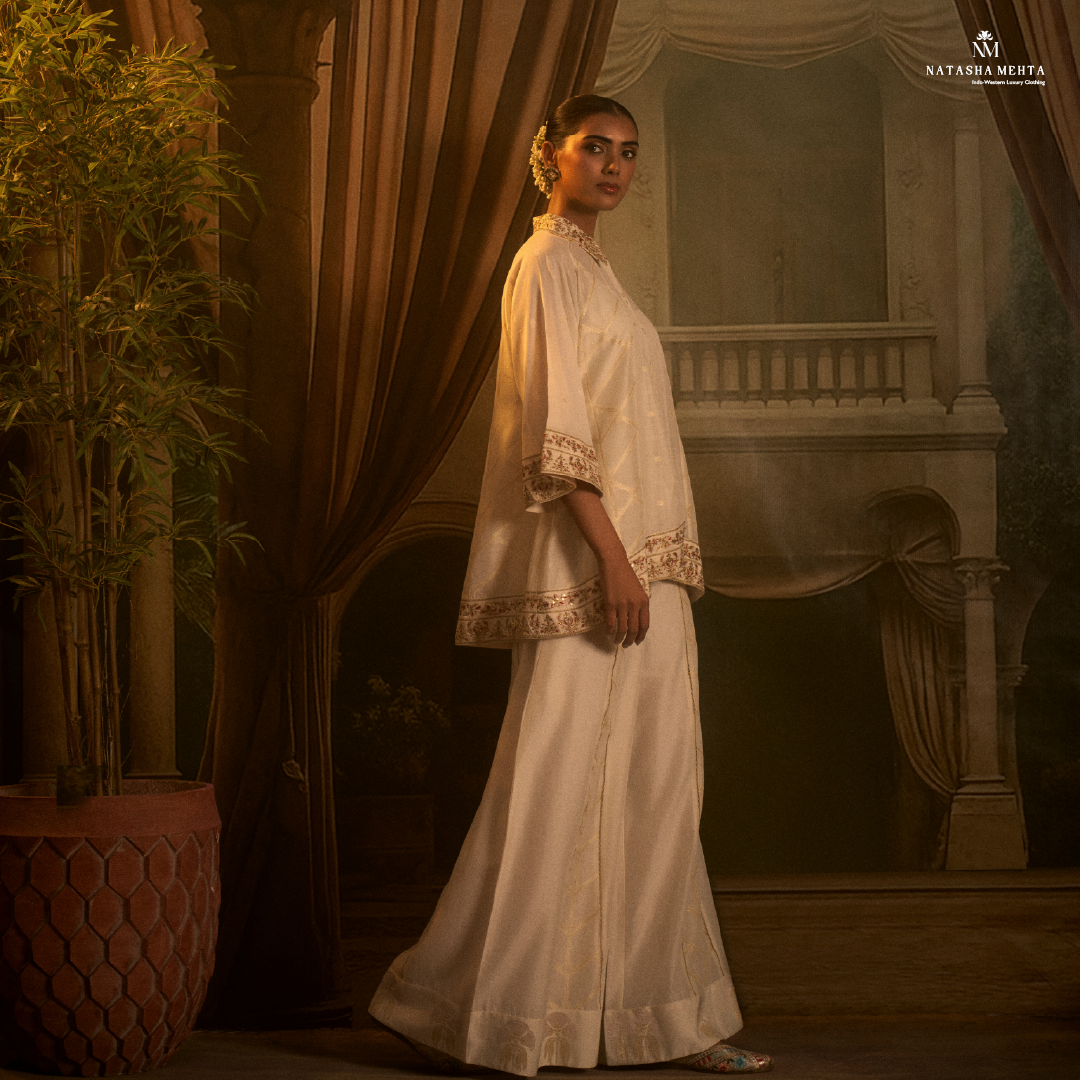 Ivory Embroidered Silk Co-ord Set