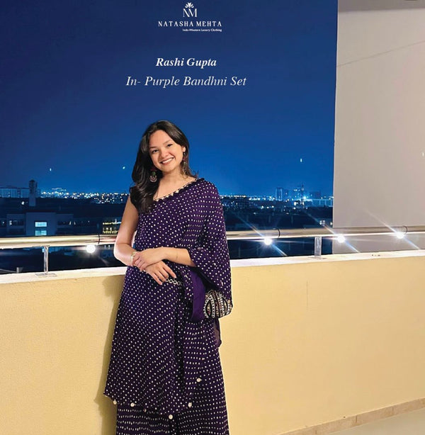 Rashi Gupta in our Purple Bandhani Set