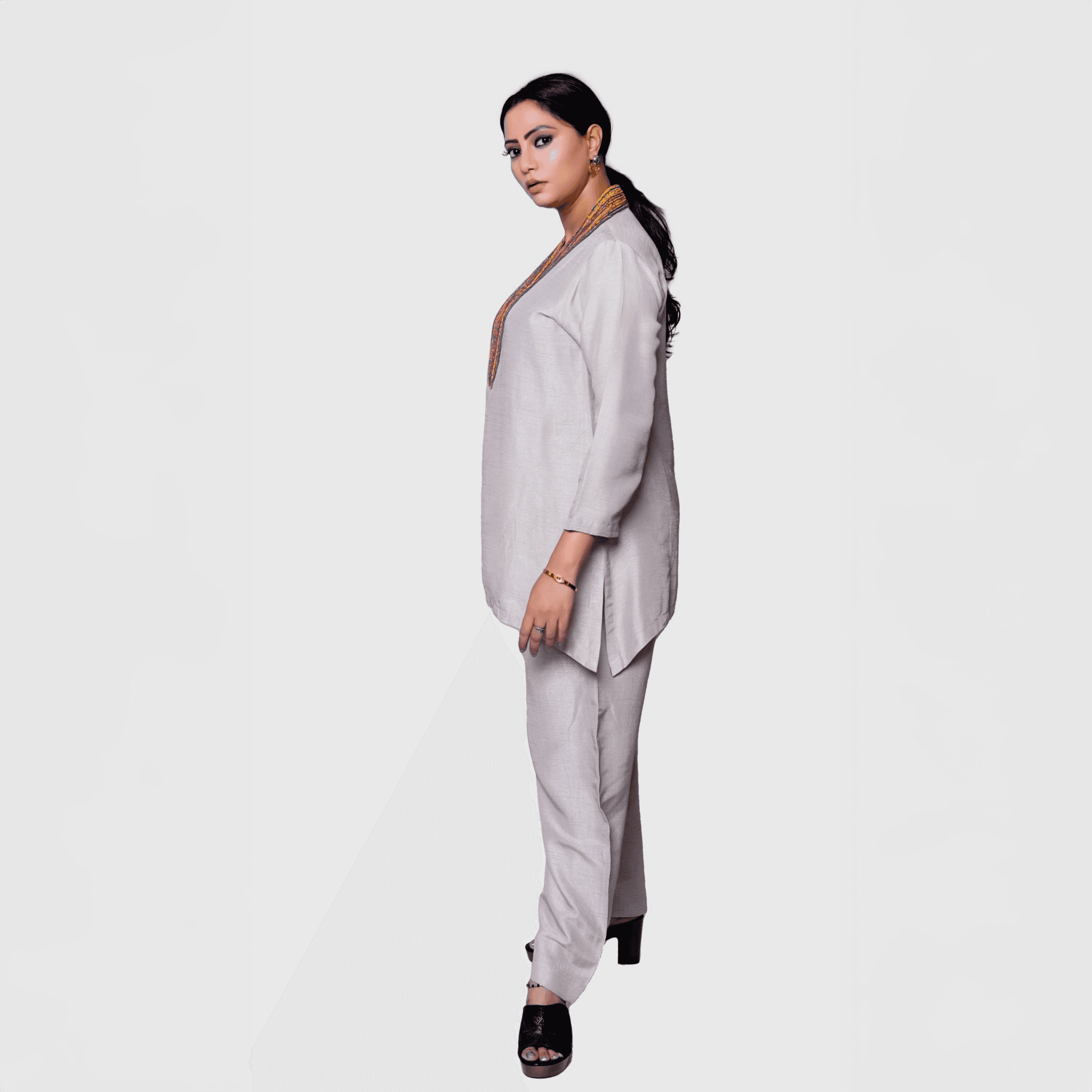 My Store pearl white kurta set for women made of soft fabric with elegant design and comfortable fit