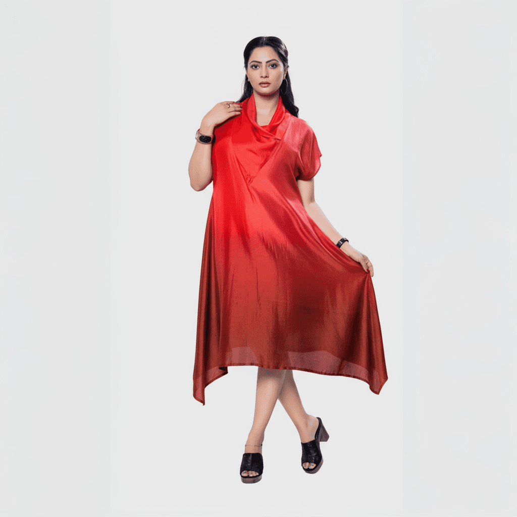 Elegant red premium cocktail dress Dubai with a flowy design perfect for special occasions
