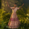 Elegant handcrafted embroidered ghagra Dubai with intricate designs and vibrant colors, perfect for festive occasions