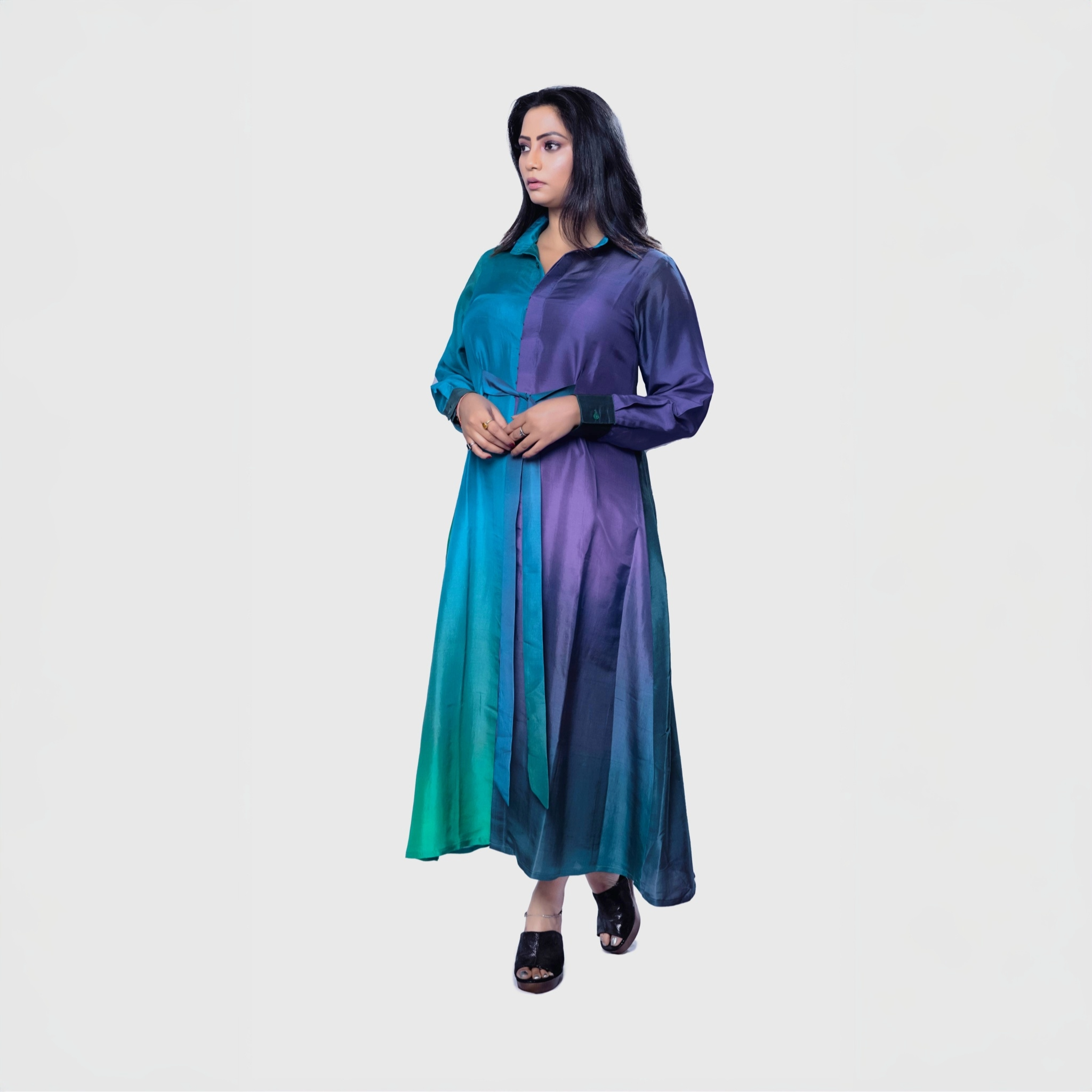 One Pcs luxury shaded maxi dress in vibrant gradient colors for elegant summer outings