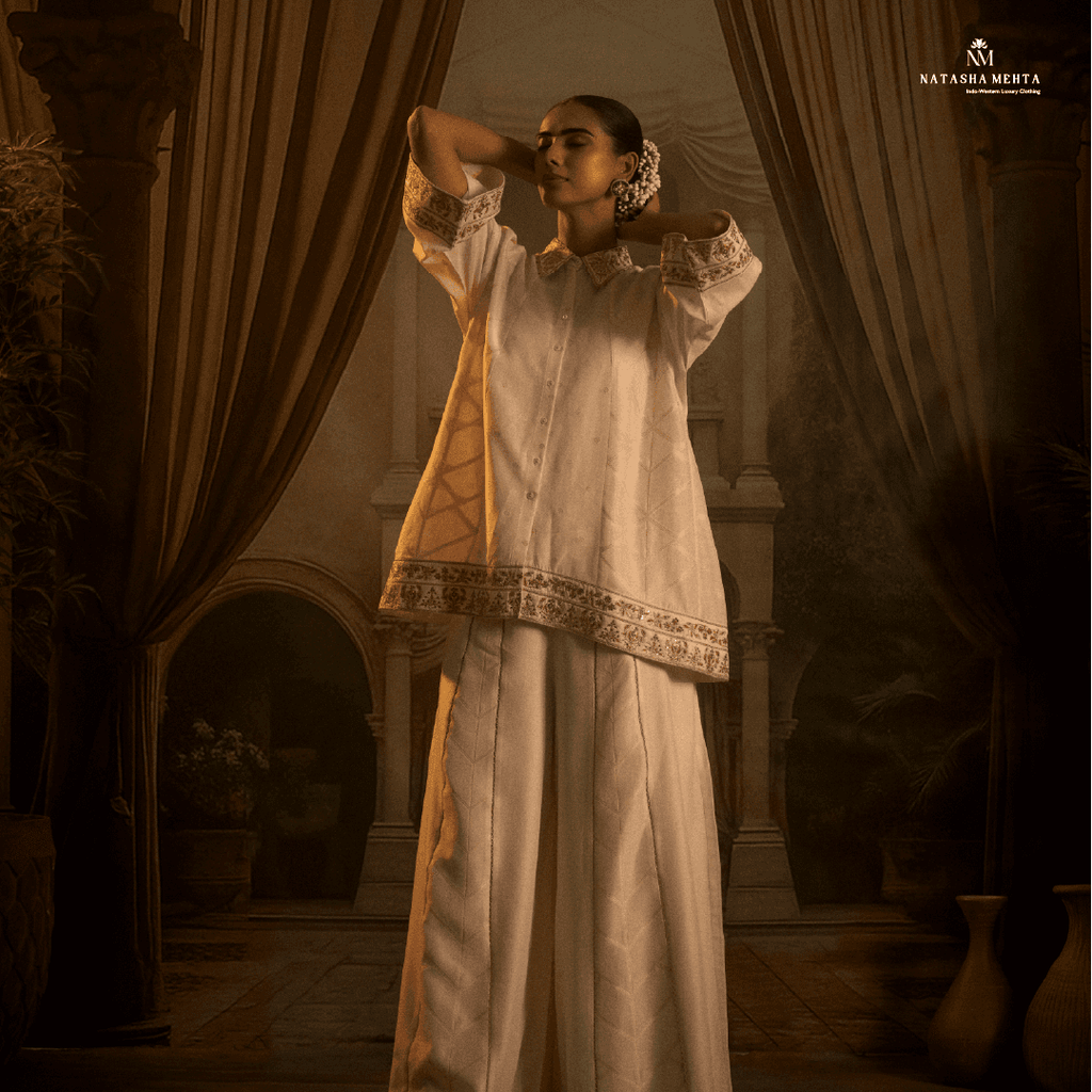 Elegant My Store luxury silk co ord outfit featuring a stylish kurta and matching pants