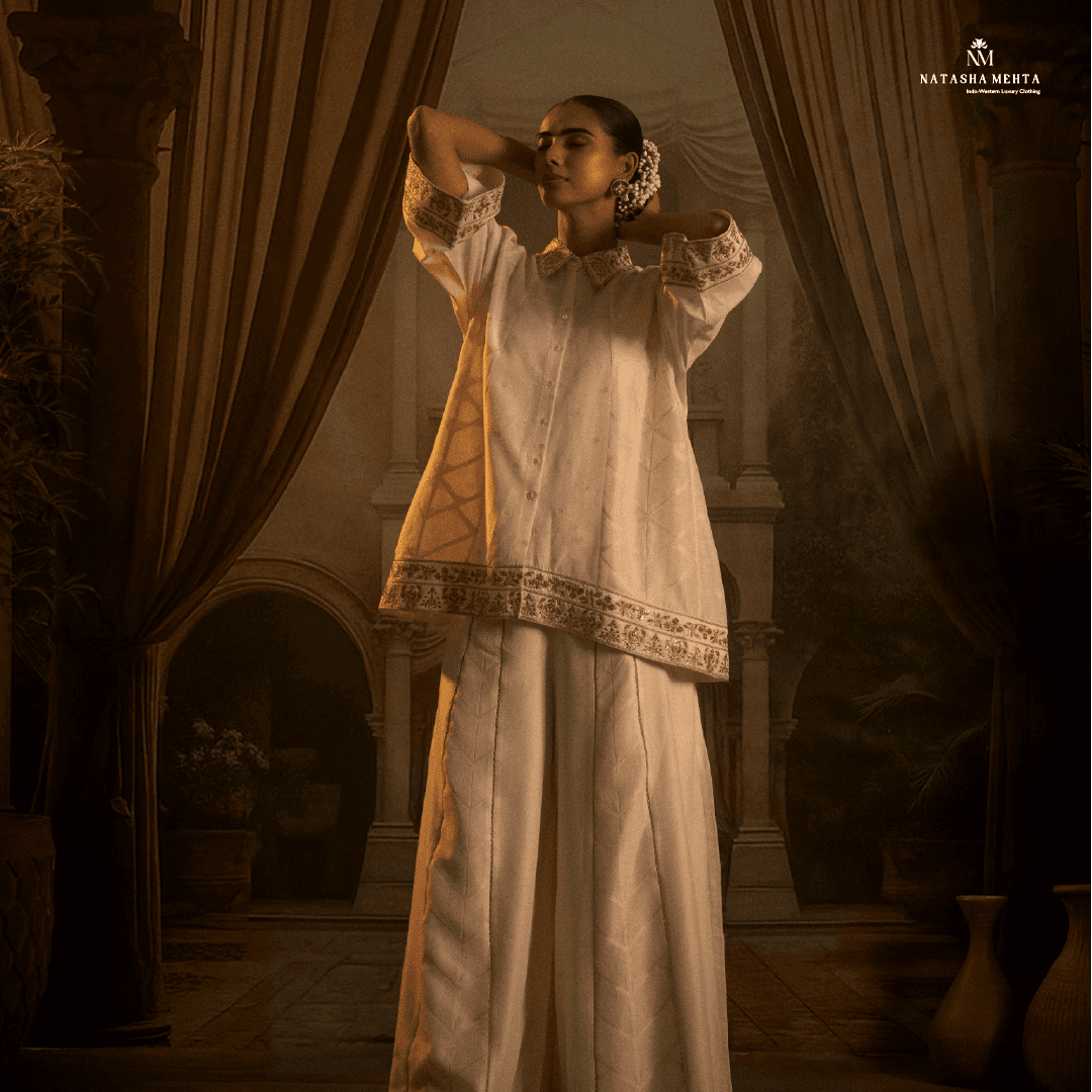 Elegant My Store luxury silk co ord outfit featuring a stylish kurta and matching pants