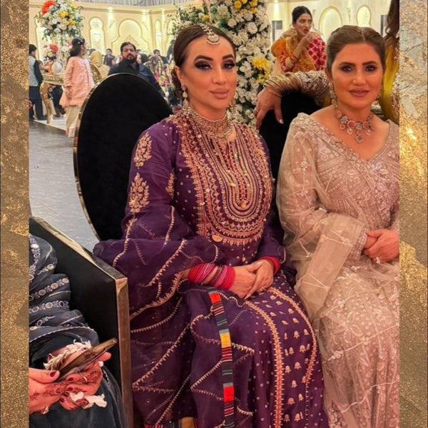Faiza Khan in our Suhera Purple Anarkali